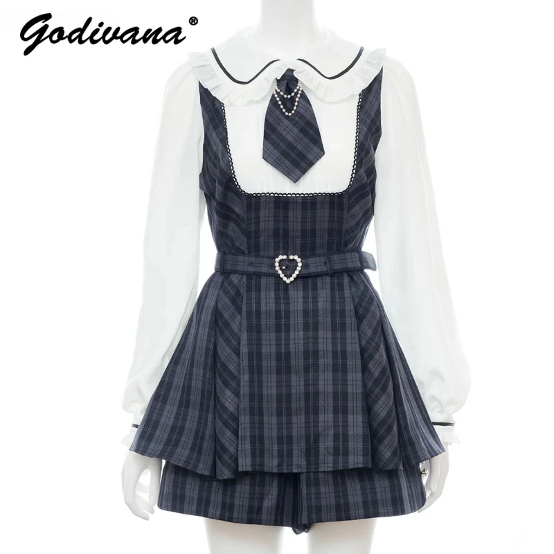 SC Dress Shorts Set Women New Autumn Tie Chain Belt Plaid Mine Series Mass-Produce Long Sleeve Shirt Dress Shorts Suit Culottes
SC Dress Shorts Set Women New Autumn Tie Chain Belt Plaid Mine Series Mass-Produce Long Sleeve Shirt Dress Shorts Suit Culottes