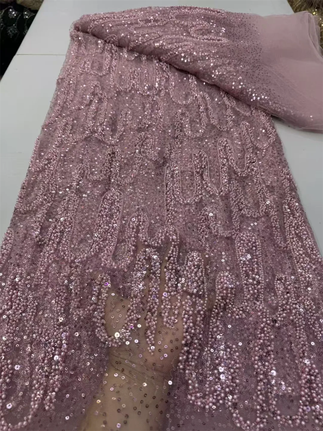 African Mesh Lace Fabric Nigerian Beads Lace Fabric 2026 High Quality French Nigeria Lace Dresses for Women Party Wedding Sewing
African Mesh Lace Fabric Nigerian Beads Lace Fabric 2026 High Quality French Nigeria Lace Dresses for Women Party Wedding Sewing
