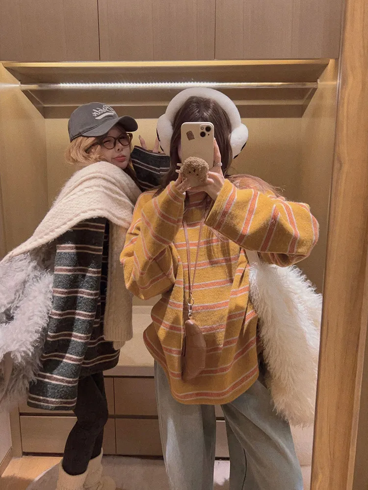 Оригинальный свитер Yukiss с флисовой подкладкой и полосками, женская повседневная толстовка с длинным рукавом и круглым вырезом
Оригинальный свитер Yukiss с флисовой подкладкой и полосками, женская повседневная толстовка с длинным рукавом и круглым вырезом