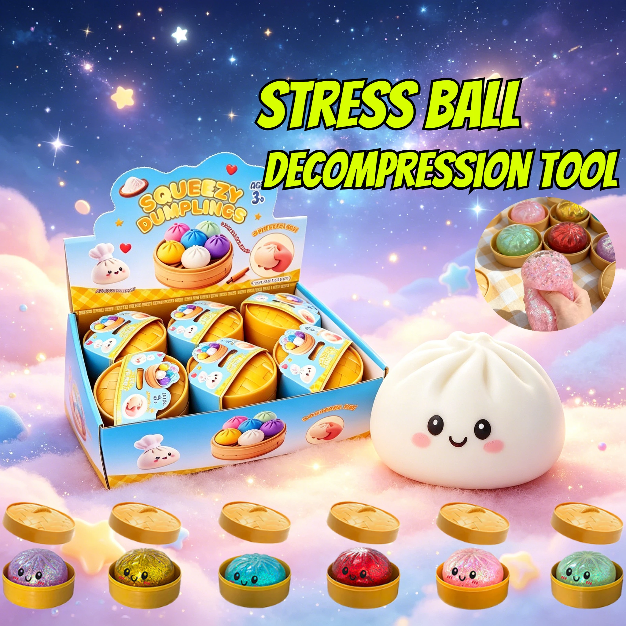 Shiny Dumpling Colorful Mystery Box - Stretchable Stress Relief Dumpling Balls Easter Gift Box Fillers Office Desk Toys Blind Bo
Shiny Dumpling Colorful Mystery Box - Stretchable Stress Relief Dumpling Balls Easter Gift Box Fillers Office Desk Toys Blind Bo