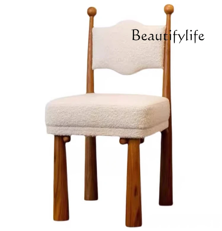 Nordic retro designer solid wood dining chair simple home light luxury bedroom lamb wool dressing and makeup chair
Nordic retro designer solid wood dining chair simple home light luxury bedroom lamb wool dressing and makeup chair