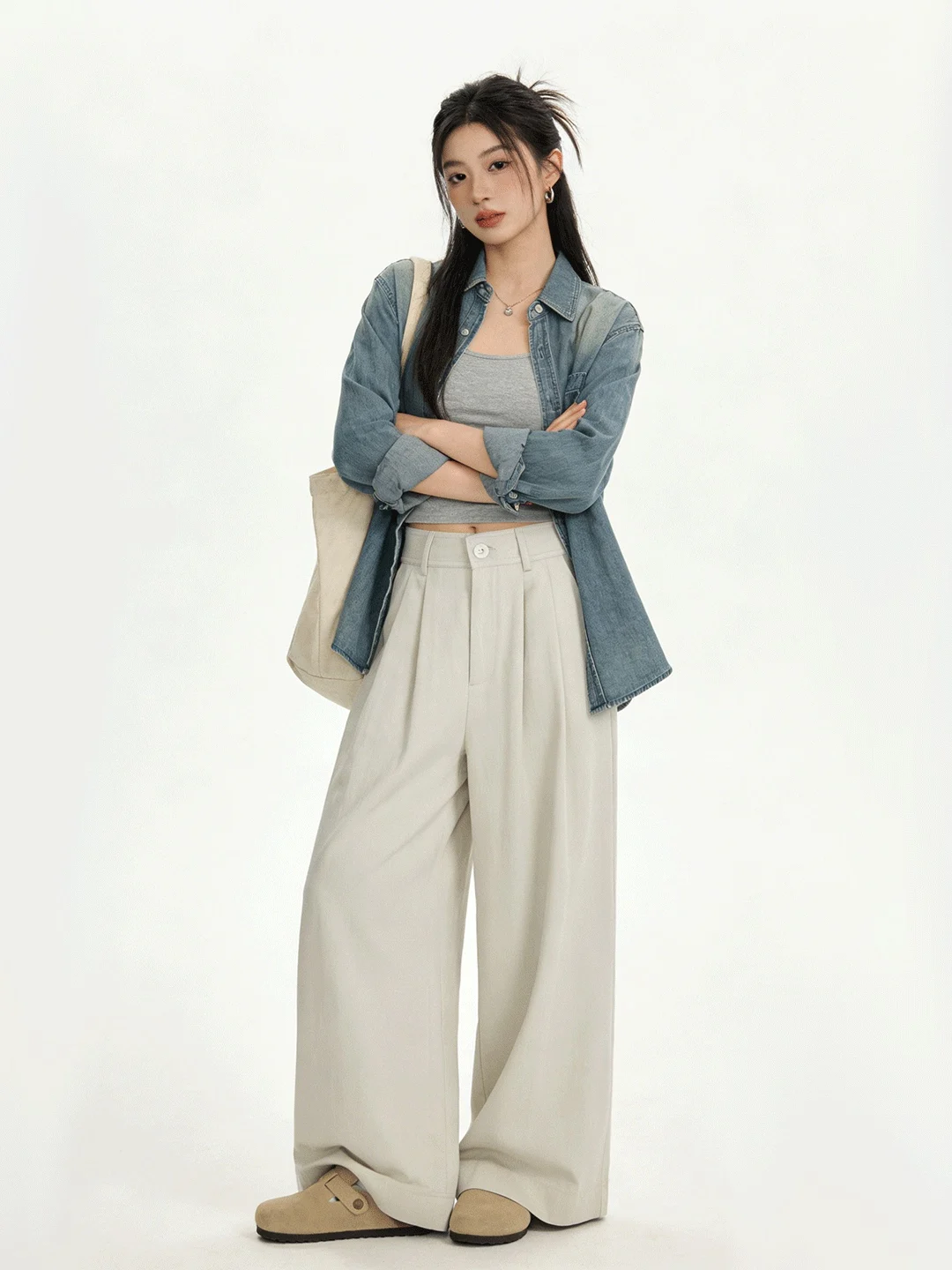 High Waist Wide Leg Casual Suit Pants Draped Loose Slimming Versatile Nine Point Straight Cut Pants Early Spring Korean Style
High Waist Wide Leg Casual Suit Pants Draped Loose Slimming Versatile Nine Point Straight Cut Pants Early Spring Korean Style