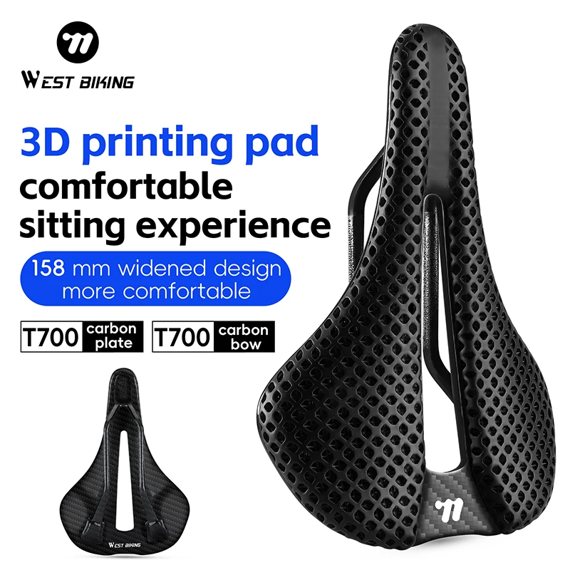 WESTBIKING 3D Printed Bicycle Saddle 158mm Full Carbon Fiber Hollow Breathable Road Racing Bike Saddle Lightweight Cycling Seat
WESTBIKING 3D Printed Bicycle Saddle 158mm Full Carbon Fiber Hollow Breathable Road Racing Bike Saddle Lightweight Cycling Seat