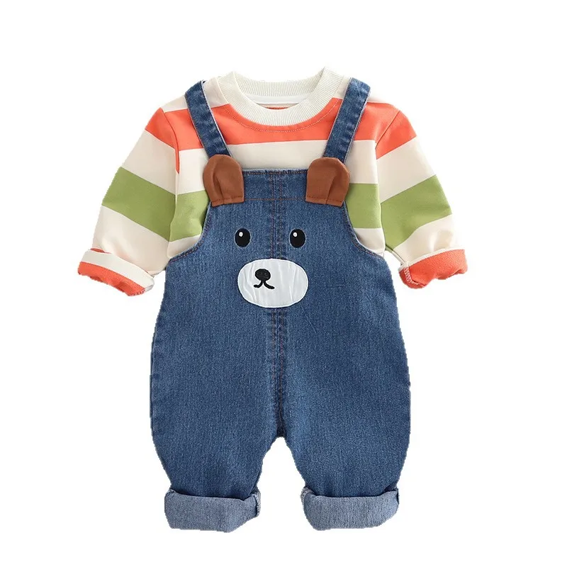 New Spring Autumn Baby Clothes Suit Children Boys Striped T-Shirt Overalls 2Pcs/Sets Infant Girls Clothing Set Kids Tracksuits
New Spring Autumn Baby Clothes Suit Children Boys Striped T-Shirt Overalls 2Pcs/Sets Infant Girls Clothing Set Kids Tracksuits