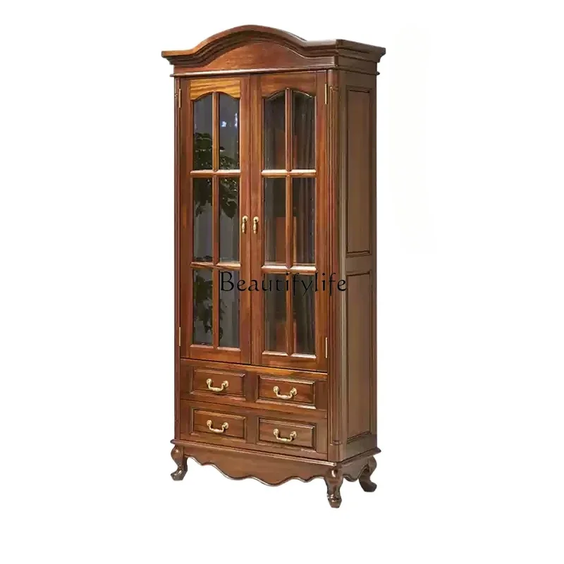 *FG44Black walnut solid wood wine cabinet American retro light luxury glass door vertical cabinet
*FG44Black walnut solid wood wine cabinet American retro light luxury glass door vertical cabinet