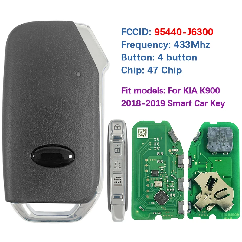 CN051197 послепродажного обслуживания, 4-кнопочный смарт-брелок, 47 чипов, 433 МГц, пульт дистанционного управления без ключа FCC 95440-J6300 для KIA K900 2018-2019
CN051197 послепродажного обслуживания, 4-кнопочный смарт-брелок, 47 чипов, 433 МГц, пульт дистанционного управления без ключа FCC 95440-J6300 для KIA K900 2018-2019