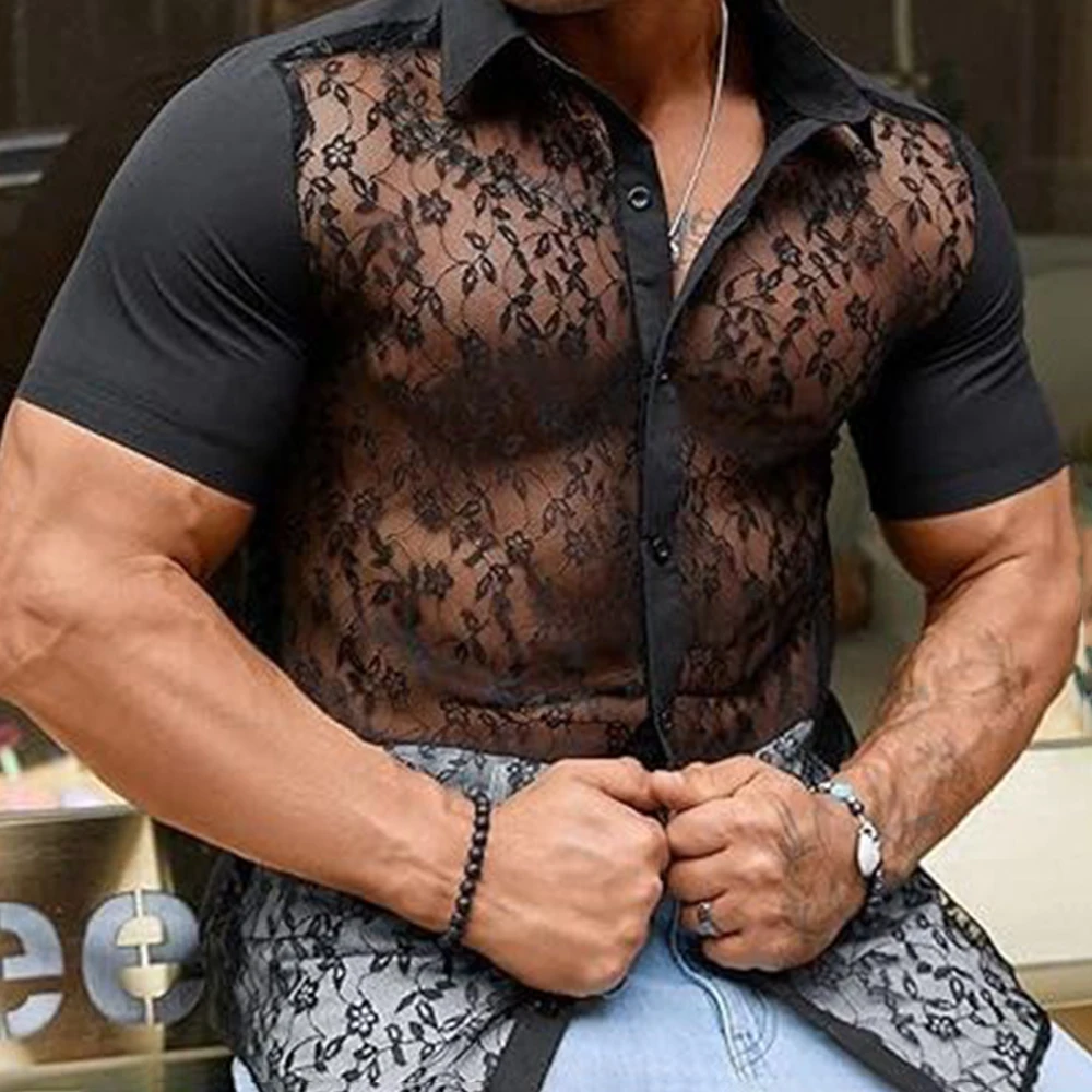 Mens Shirt Y2k Mesh Perspective Ballroom Shirt Fashion Nightclub Stage Performance Sexy Short-Sleeve Top Men'S Clothing 2025 New
Mens Shirt Y2k Mesh Perspective Ballroom Shirt Fashion Nightclub Stage Performance Sexy Short-Sleeve Top Men'S Clothing 2025 New