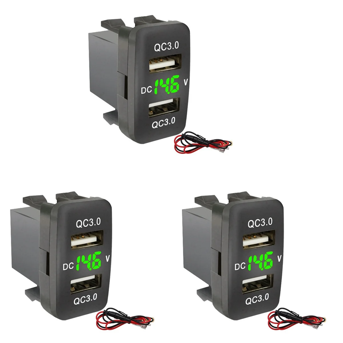 3X Car Dual USB3.0 Fast Charge With Display Voltmeter Black And Green Voltage Car Charger For Toyota-A74Z
3X Car Dual USB3.0 Fast Charge With Display Voltmeter Black And Green Voltage Car Charger For Toyota-A74Z