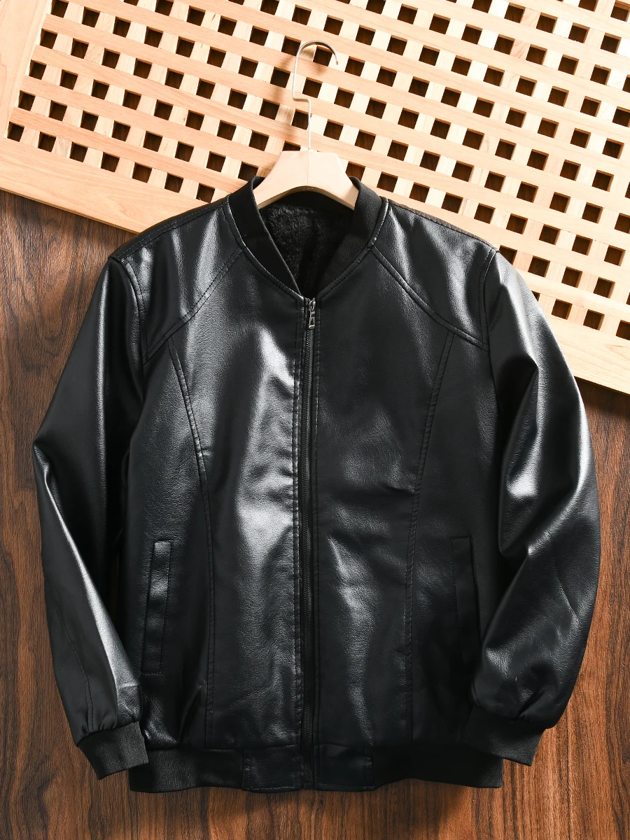Thickened Fleece Lined Motorcycle Jacket Men's Winter Fashion City Style Baseball Collar Ultra-Suede Leather Coat Jacket
Thickened Fleece Lined Motorcycle Jacket Men's Winter Fashion City Style Baseball Collar Ultra-Suede Leather Coat Jacket