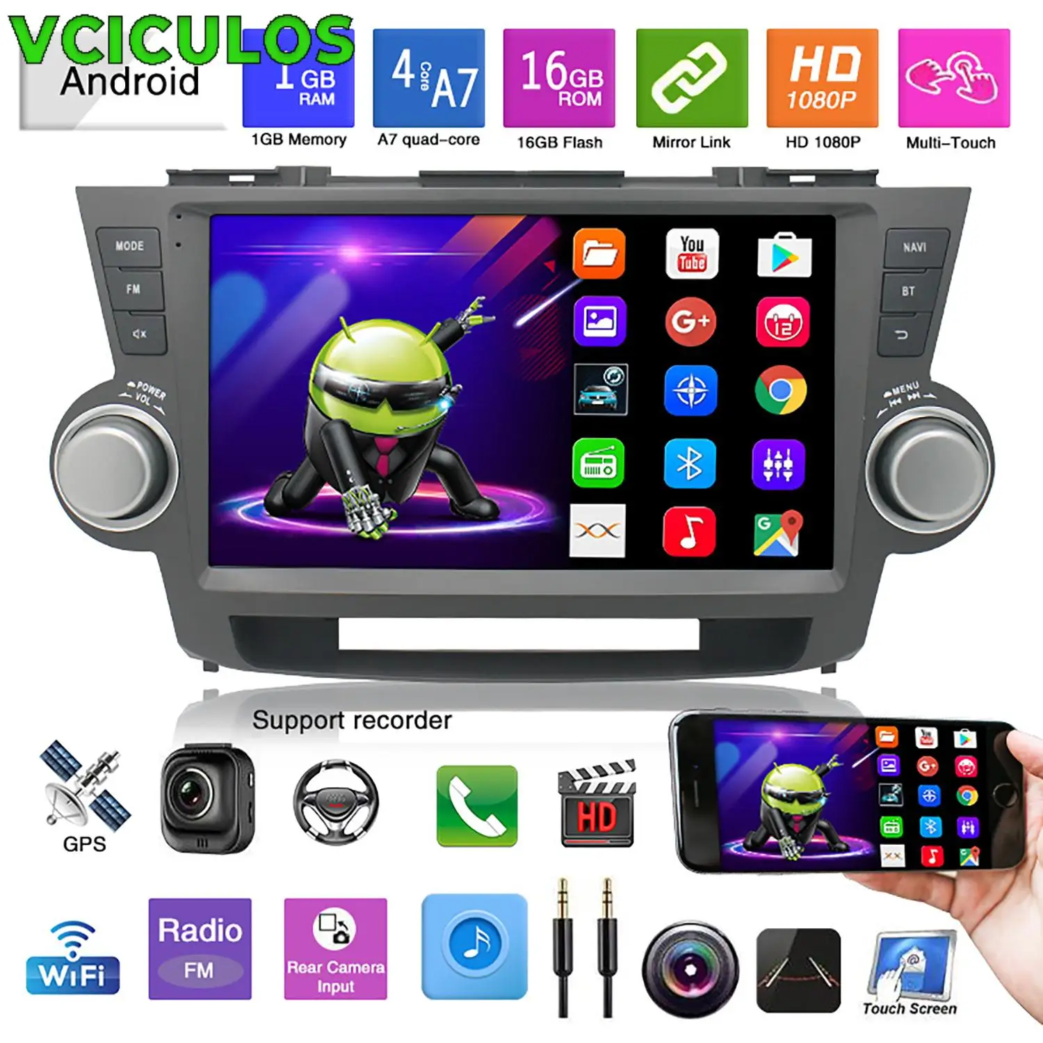 1set Android 9" 2G 32G Carplay Camera Car Stereo Radio For Toyota Highlander 2009-2014 Interior Accessories Parts Replacement
1set Android 9" 2G 32G Carplay Camera Car Stereo Radio For Toyota Highlander 2009-2014 Interior Accessories Parts Replacement