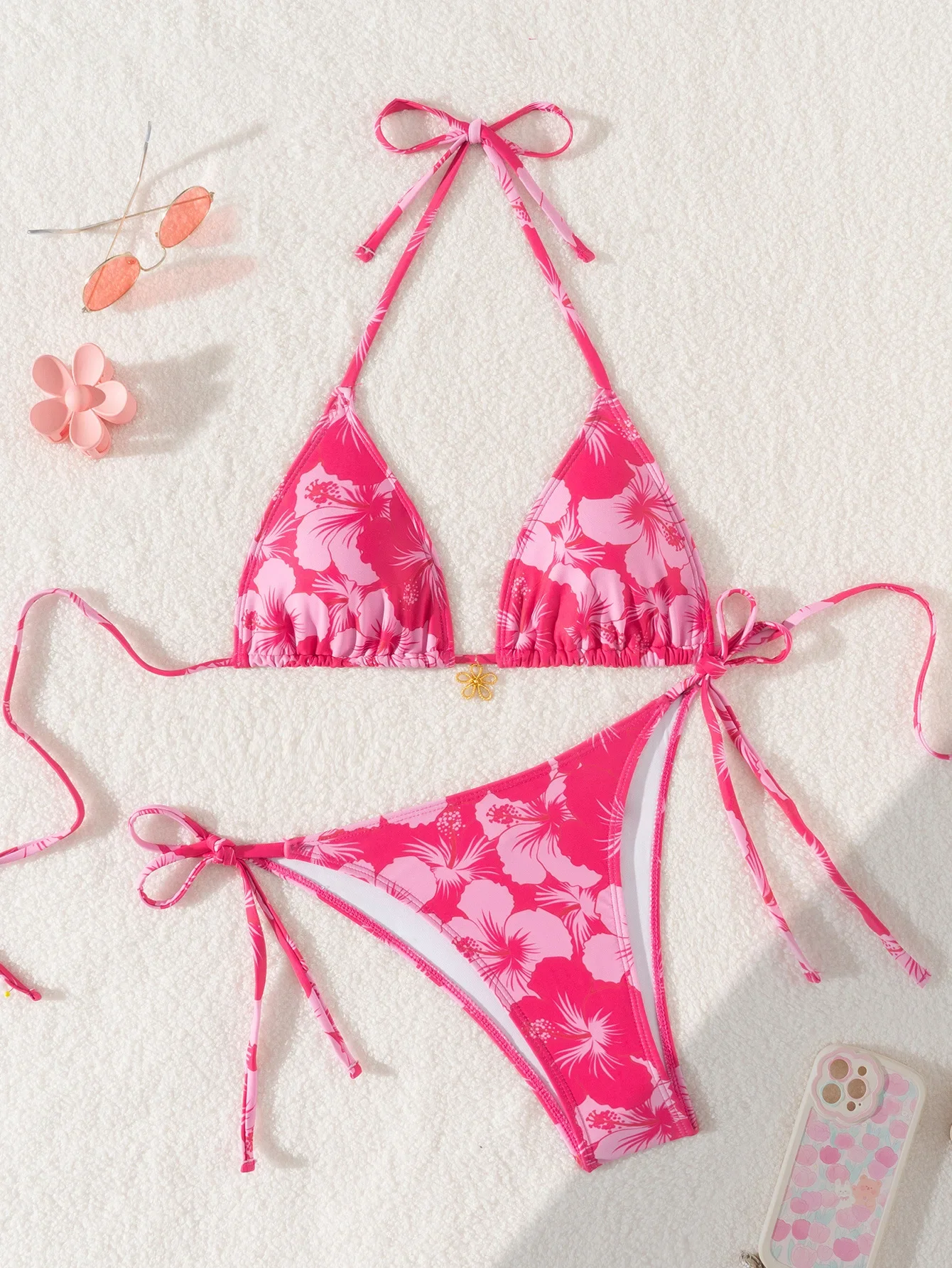 Bikini Set for Women Rose Red Flower Print Triangle Halter Backless Swimsuit Suit Beach Vacation Thong Sexy Swimwear 2025 New
Bikini Set for Women Rose Red Flower Print Triangle Halter Backless Swimsuit Suit Beach Vacation Thong Sexy Swimwear 2025 New