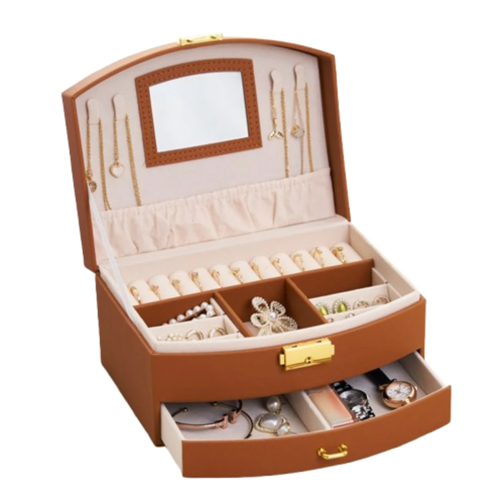 Drawer Type Handheld Luxury Jewelry Box with Mirror Large Capacity Multi-layer Drawer Storage Box Portable High Quality
Drawer Type Handheld Luxury Jewelry Box with Mirror Large Capacity Multi-layer Drawer Storage Box Portable High Quality