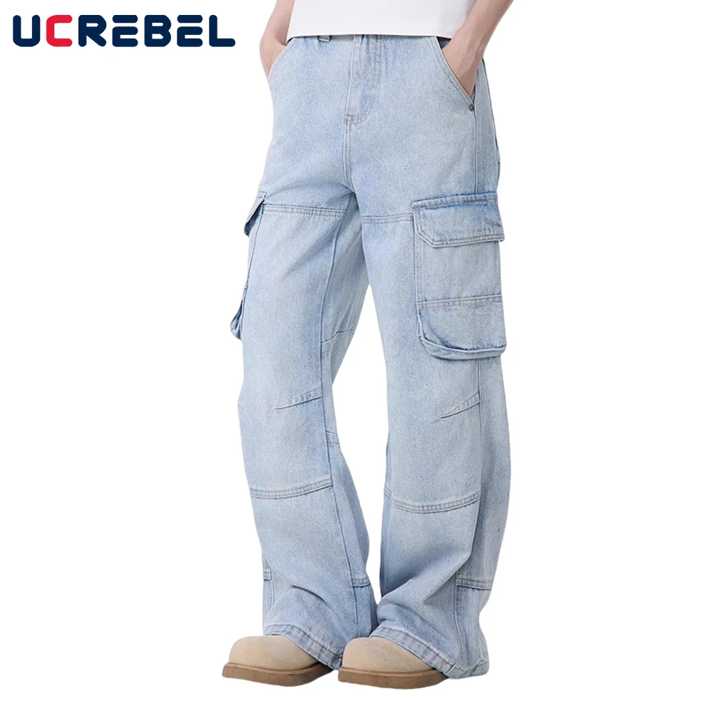 Spliced Pocket Denim Cargo Pants Mens Retro High Street Washed Distressed Loose Straight Wide leg Jeans Men
Spliced Pocket Denim Cargo Pants Mens Retro High Street Washed Distressed Loose Straight Wide leg Jeans Men