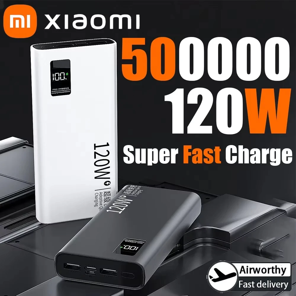 XIAOMI 120W Power Bank 50000mAh High Capacity Fast Charging Powerbank Portable Battery Charger For iPhone Samsung Huawei Hot
XIAOMI 120W Power Bank 50000mAh High Capacity Fast Charging Powerbank Portable Battery Charger For iPhone Samsung Huawei Hot