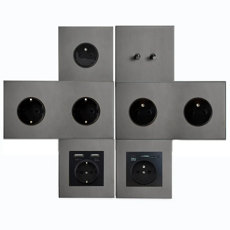 Настенный тумблер, серая панель из нержавеющей стали, двойная розетка европейского стандарта FR, вилка USB TYPE C для обустройства дома
Настенный тумблер, серая панель из нержавеющей стали, двойная розетка европейского стандарта FR, вилка USB TYPE C для обустройства дома