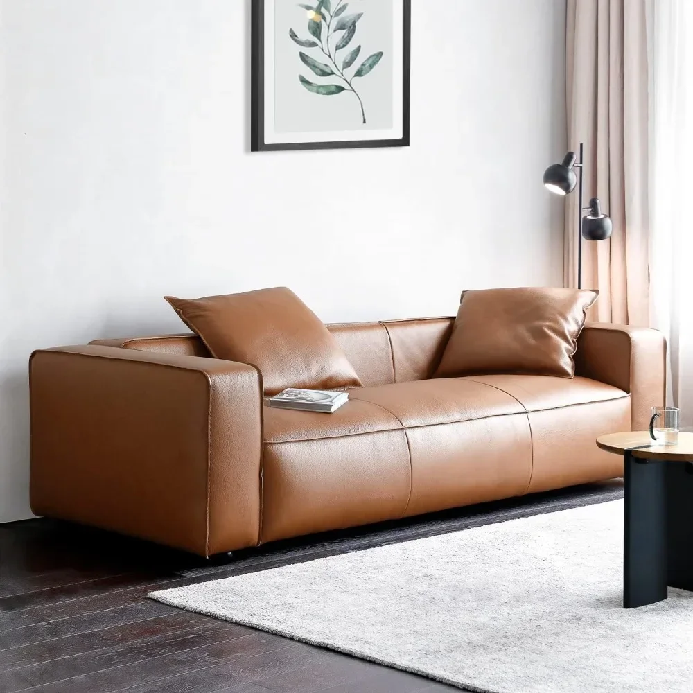Mid-Century Modern 3-Seater Lounge Sofa with Extra-Wide Armrest Seat for Living Room, Genuine Leather Couch, Brown
Mid-Century Modern 3-Seater Lounge Sofa with Extra-Wide Armrest Seat for Living Room, Genuine Leather Couch, Brown