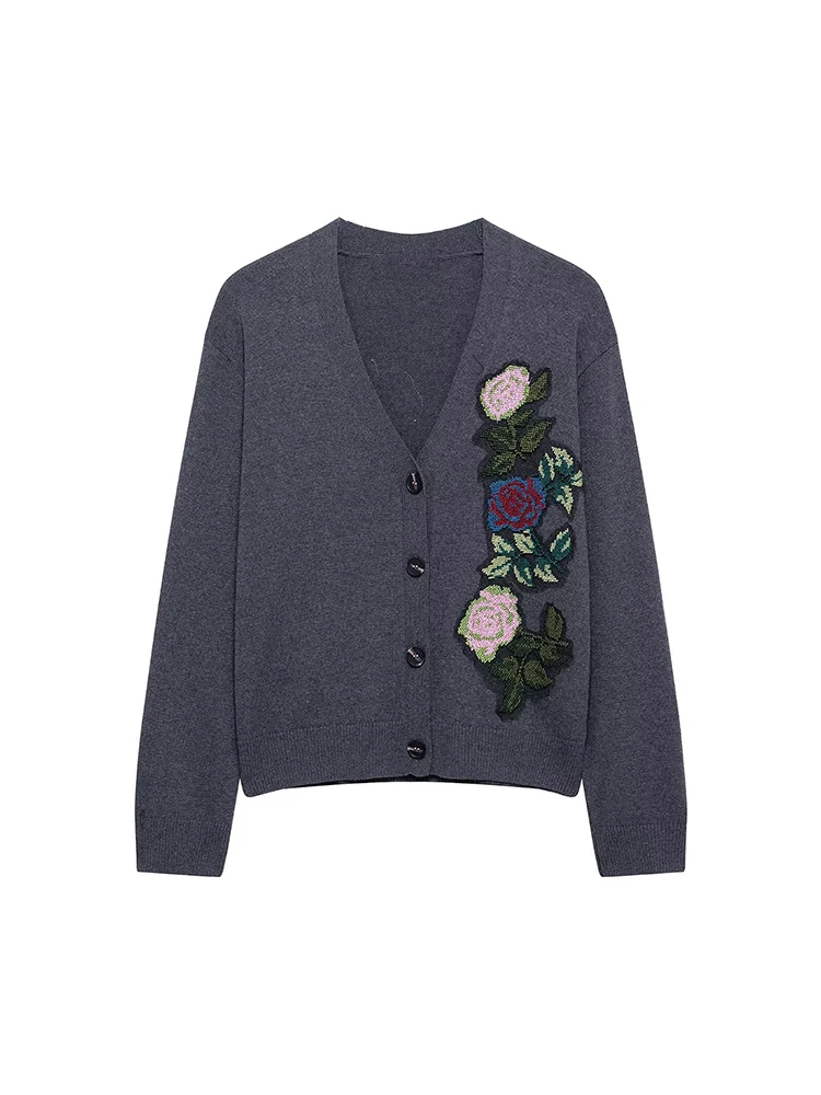 KUCLUT Women Fashion Floral Embroidery Single Breasted Knitted Sweater Vintage V-Neck Long Sleeves Female Chic Lady Outfits
KUCLUT Women Fashion Floral Embroidery Single Breasted Knitted Sweater Vintage V-Neck Long Sleeves Female Chic Lady Outfits