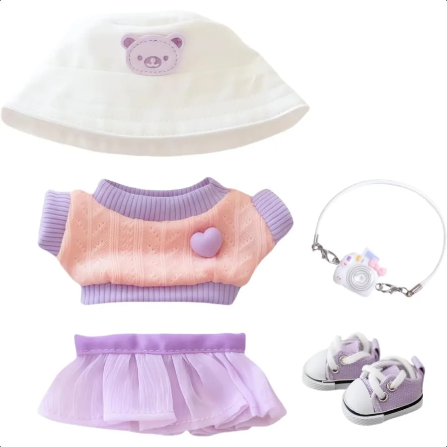Clothes for Dolls Accories Stylish Kawaii Purple Outfit Set 5 Pieces Suitable for 15cm 17cm Doll No Doll Included Doll Hat Clot
Clothes for Dolls Accories Stylish Kawaii Purple Outfit Set 5 Pieces Suitable for 15cm 17cm Doll No Doll Included Doll Hat Clot