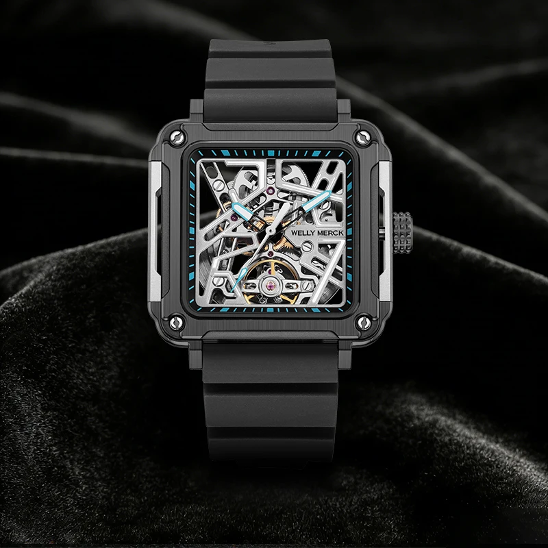 WM Watch Square Waterproof Skeleton Mechanical Watch with Sapphire Crystal and Stainless Steel Case, Welly Merck 091M
WM Watch Square Waterproof Skeleton Mechanical Watch with Sapphire Crystal and Stainless Steel Case, Welly Merck 091M