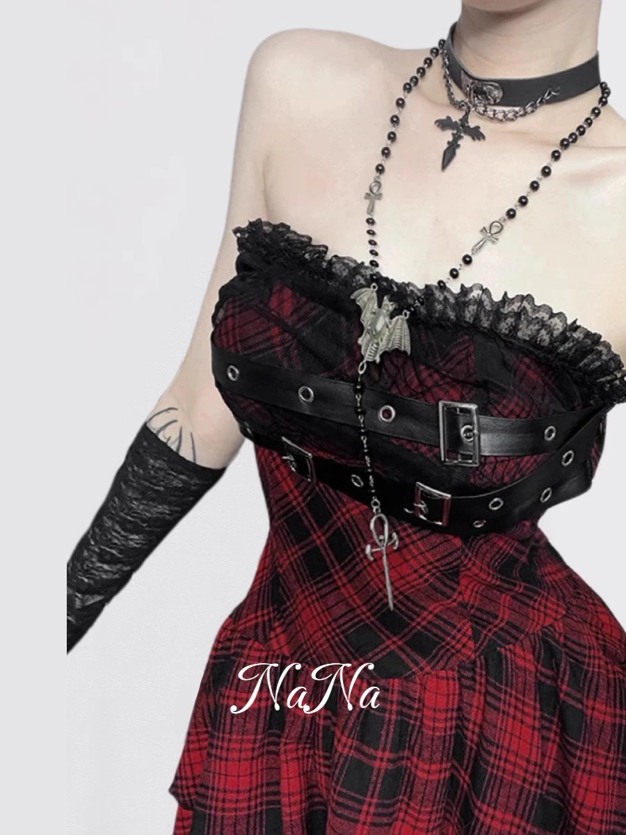 Steampunk Retro Women Clothes Alt Goth Spider Web Lace Corset Dress Leg Warmers Tartan Plaid Belted Mini Ruffled Dress 2026
Steampunk Retro Women Clothes Alt Goth Spider Web Lace Corset Dress Leg Warmers Tartan Plaid Belted Mini Ruffled Dress 2026