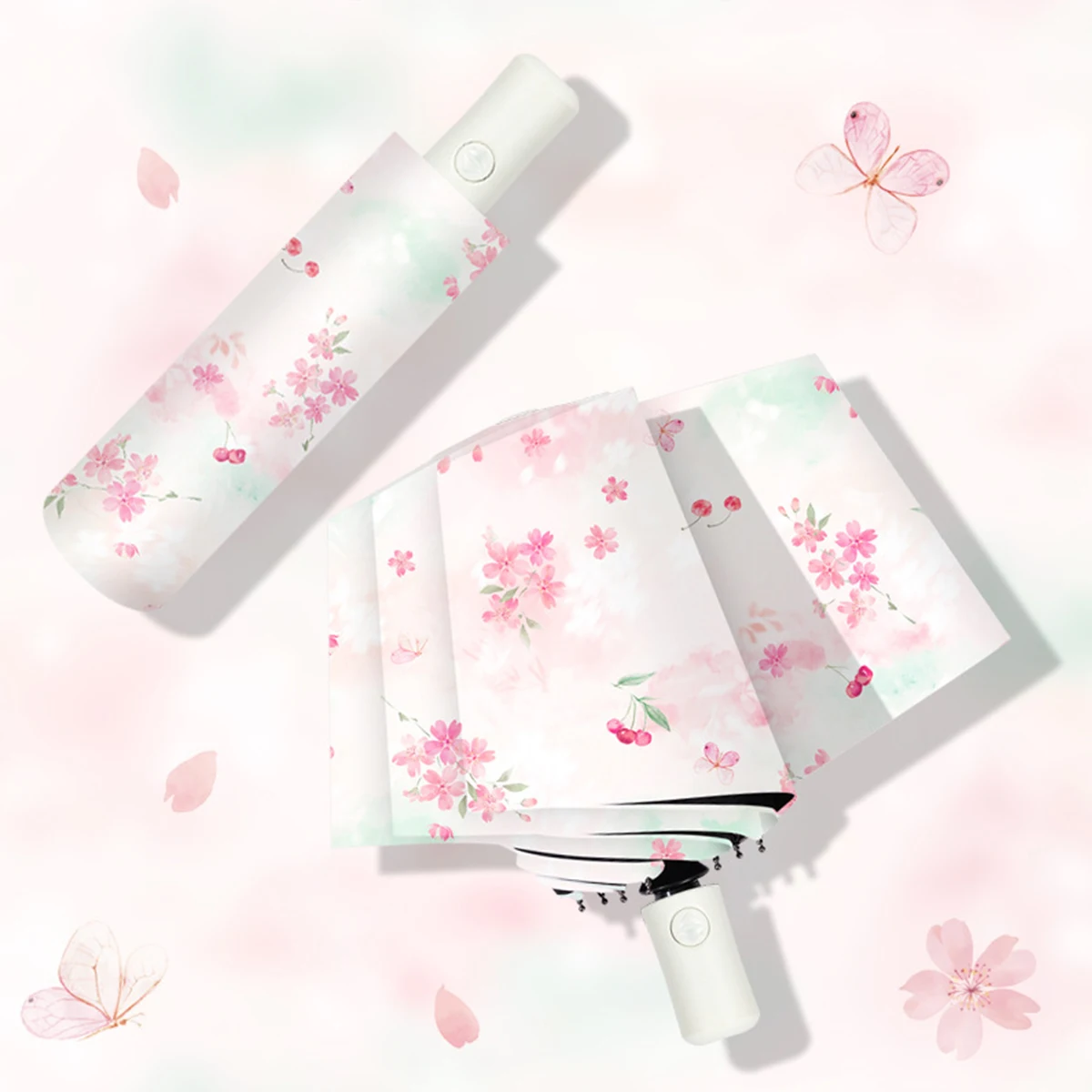 Зонт с цветным принтом падающего вишни, полностью автоматический зонт, водонепроницаемый, солнцезащитный, портативный, с защитой от ультрафиолета
Зонт с цветным принтом падающего вишни, полностью автоматический зонт, водонепроницаемый, солнцезащитный, портативный, с защитой от ультрафиолета