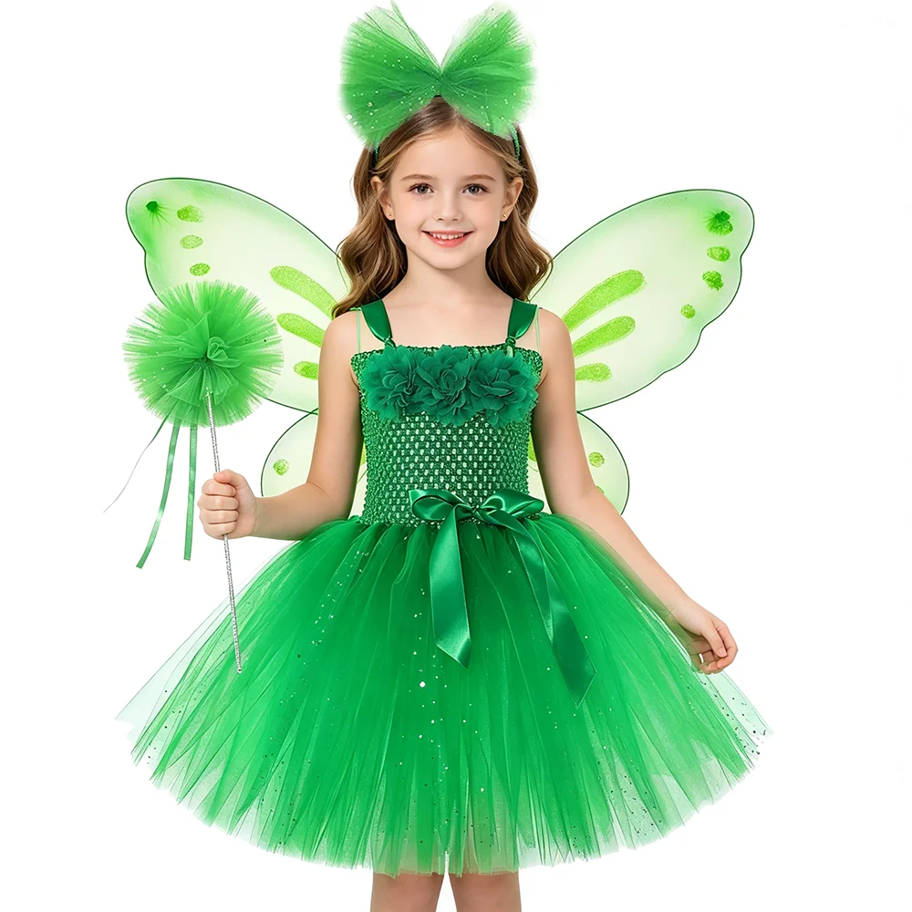 Girls Green Fairy Tutu Dress Sparkly Forest Fairy Princess Costumes with Wings Wand Set for Children Christmas Halloween Outfit
Girls Green Fairy Tutu Dress Sparkly Forest Fairy Princess Costumes with Wings Wand Set for Children Christmas Halloween Outfit