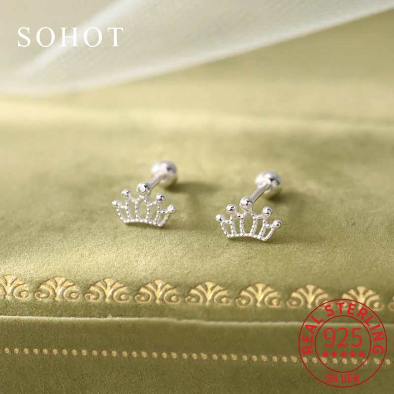 Real 925 Sterling Silver Crown Hollow Piercing Screw Bead Mini Stud Earrings for Women Fine Jewelry Light Luxury Accessories
Real 925 Sterling Silver Crown Hollow Piercing Screw Bead Mini Stud Earrings for Women Fine Jewelry Light Luxury Accessories