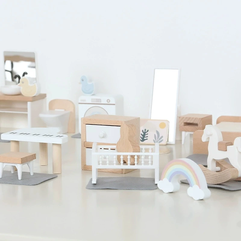 New Trendy Wooden Dollhouse Mini Furniture Decoration Set Abundant DIY Kitchen and Babys Room Models Gift for Kid
New Trendy Wooden Dollhouse Mini Furniture Decoration Set Abundant DIY Kitchen and Babys Room Models Gift for Kid