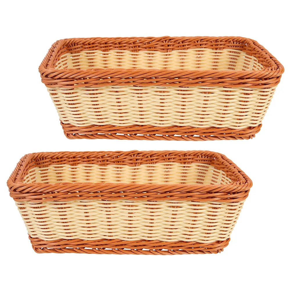 2 Pcs Woven Storage Baskets Plastic Rattan Bread Fruit Kitchen Desktop Multifunctional Safe No Odor Scratch Resistant ganizer
2 Pcs Woven Storage Baskets Plastic Rattan Bread Fruit Kitchen Desktop Multifunctional Safe No Odor Scratch Resistant ganizer