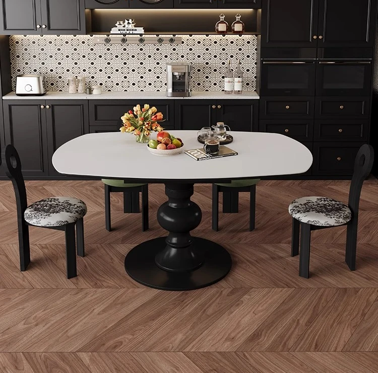 French retro square and round dual-purpose retractable folding solid wood rock slab round dining table small apartment household
French retro square and round dual-purpose retractable folding solid wood rock slab round dining table small apartment household