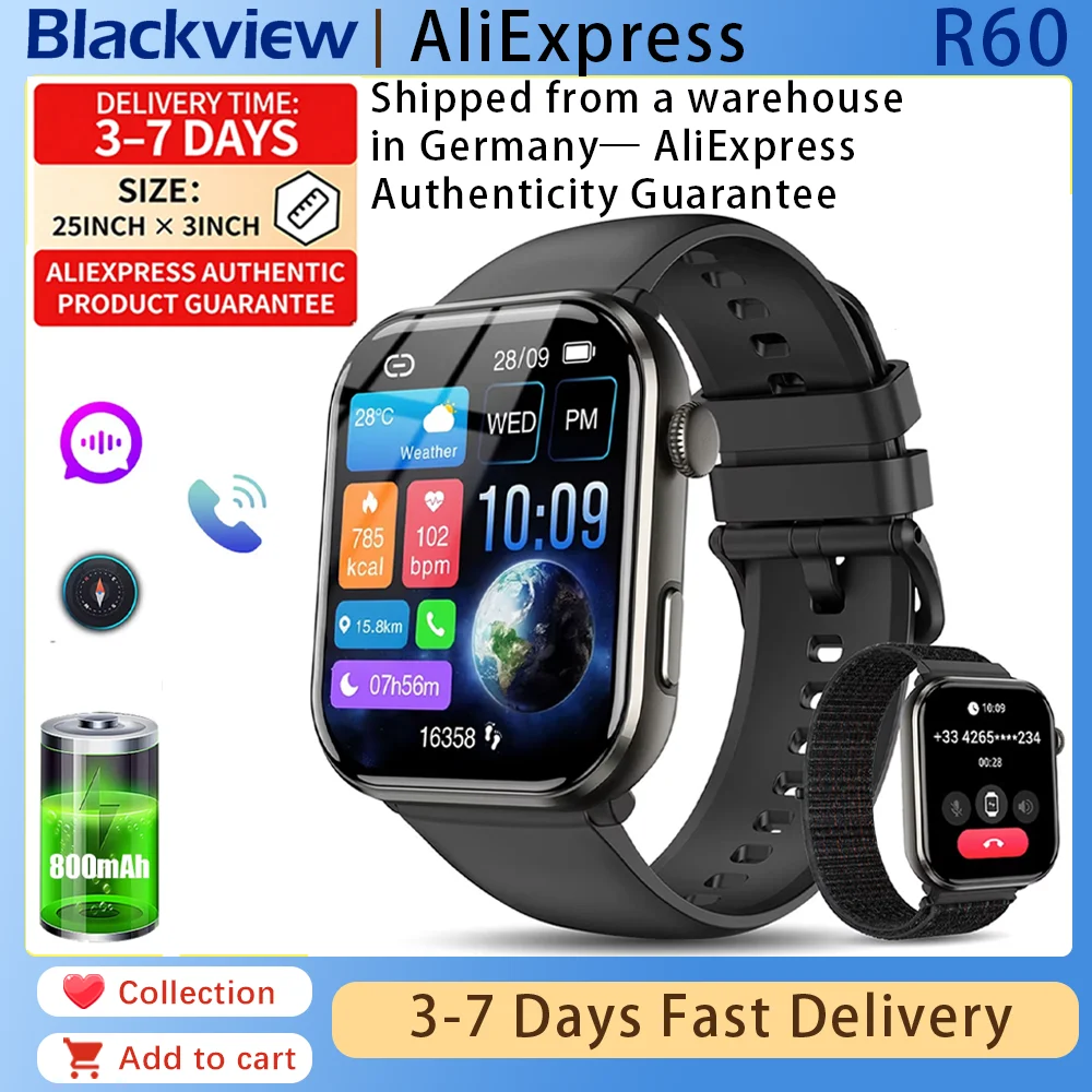 Смарт-часы Blackview R60 с AMOLED-экраном 1,96 дюйма, аккумулятором 800 мАч, Bluetooth-вызовами, мониторингом уровня кислорода в крови и отслеживанием здоровья для мужчин и женщин, фитнес-трекер
Смарт-часы Blackview R60 с AMOLED-экраном 1,96 дюйма, аккумулятором 800 мАч, Bluetooth-вызовами, мониторингом уровня кислорода в крови и отслеживанием здоровья для мужчин и женщин, фитнес-трекер