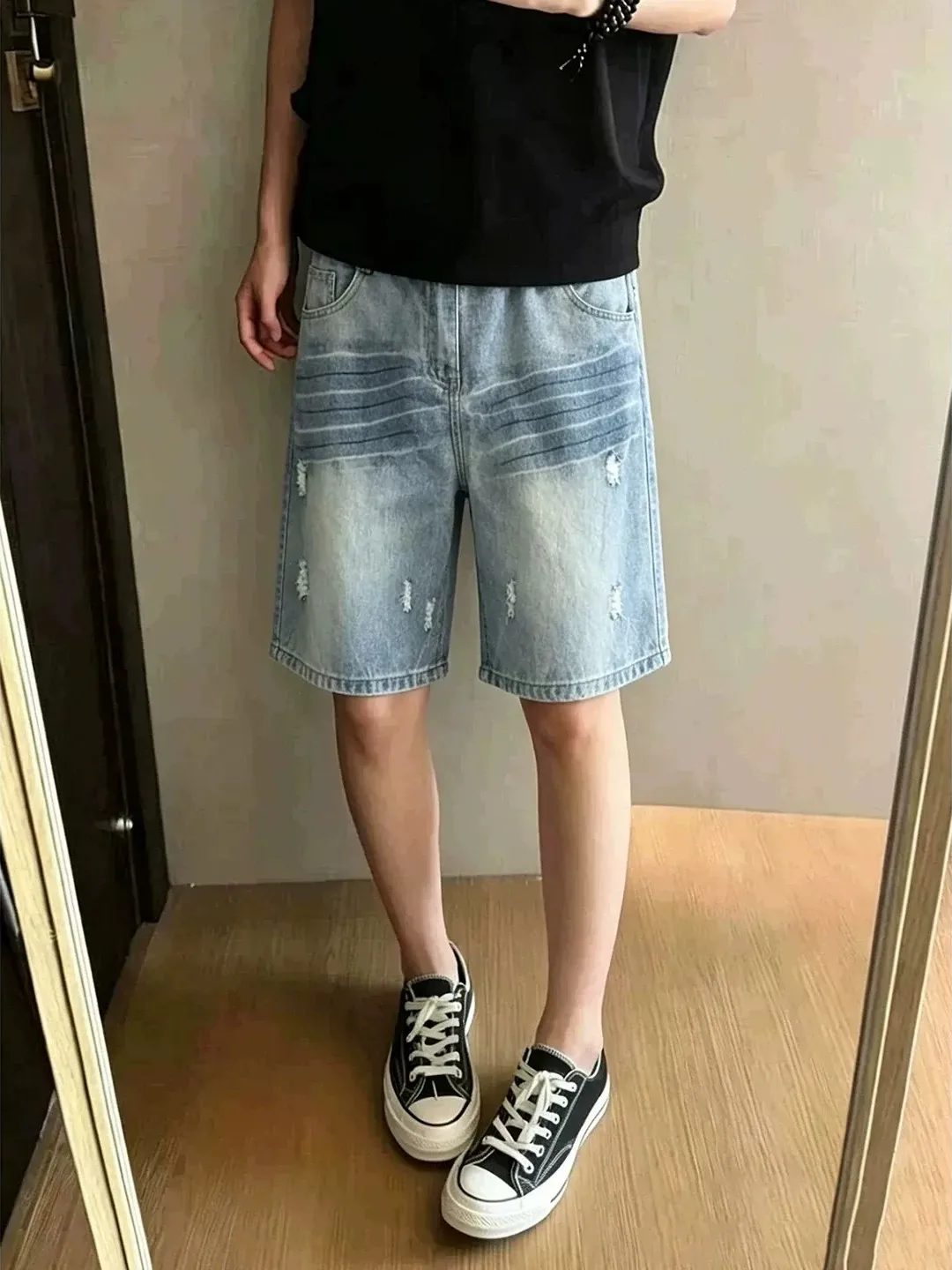 Light Blue Thunder Pattern Ripped Denim Shorts Men's Summer Thin American High Street Five-Point CleanFit Pants
Light Blue Thunder Pattern Ripped Denim Shorts Men's Summer Thin American High Street Five-Point CleanFit Pants