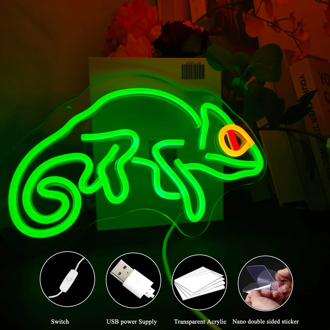 Chameleon LED Neon Light, Chameleon LED Neon Sign, Powered by 5V USB With Switch, Suitable for Rooms Shops Bars Cafes Home
Chameleon LED Neon Light, Chameleon LED Neon Sign, Powered by 5V USB With Switch, Suitable for Rooms Shops Bars Cafes Home