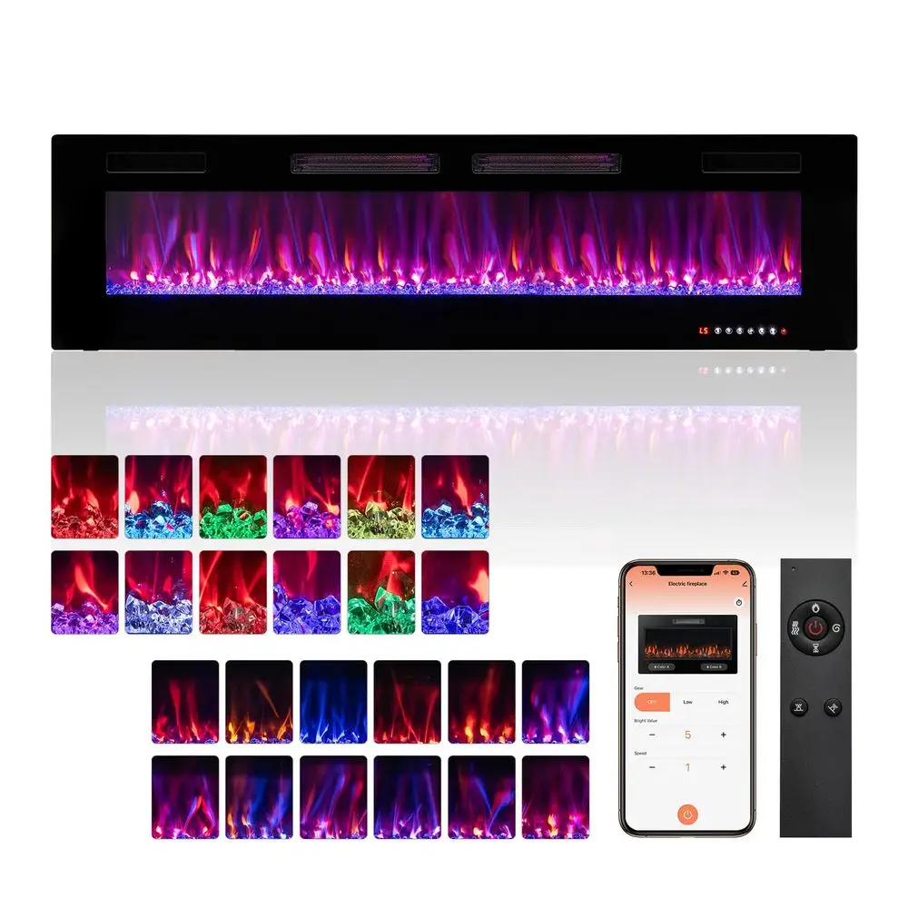 60 Smart WiFi App Controlled Electric Fireplace, Ultra Thin Linear Recessed amp Wall Mounted Fireplace Heater with Adjustable F
60 Smart WiFi App Controlled Electric Fireplace, Ultra Thin Linear Recessed amp Wall Mounted Fireplace Heater with Adjustable F