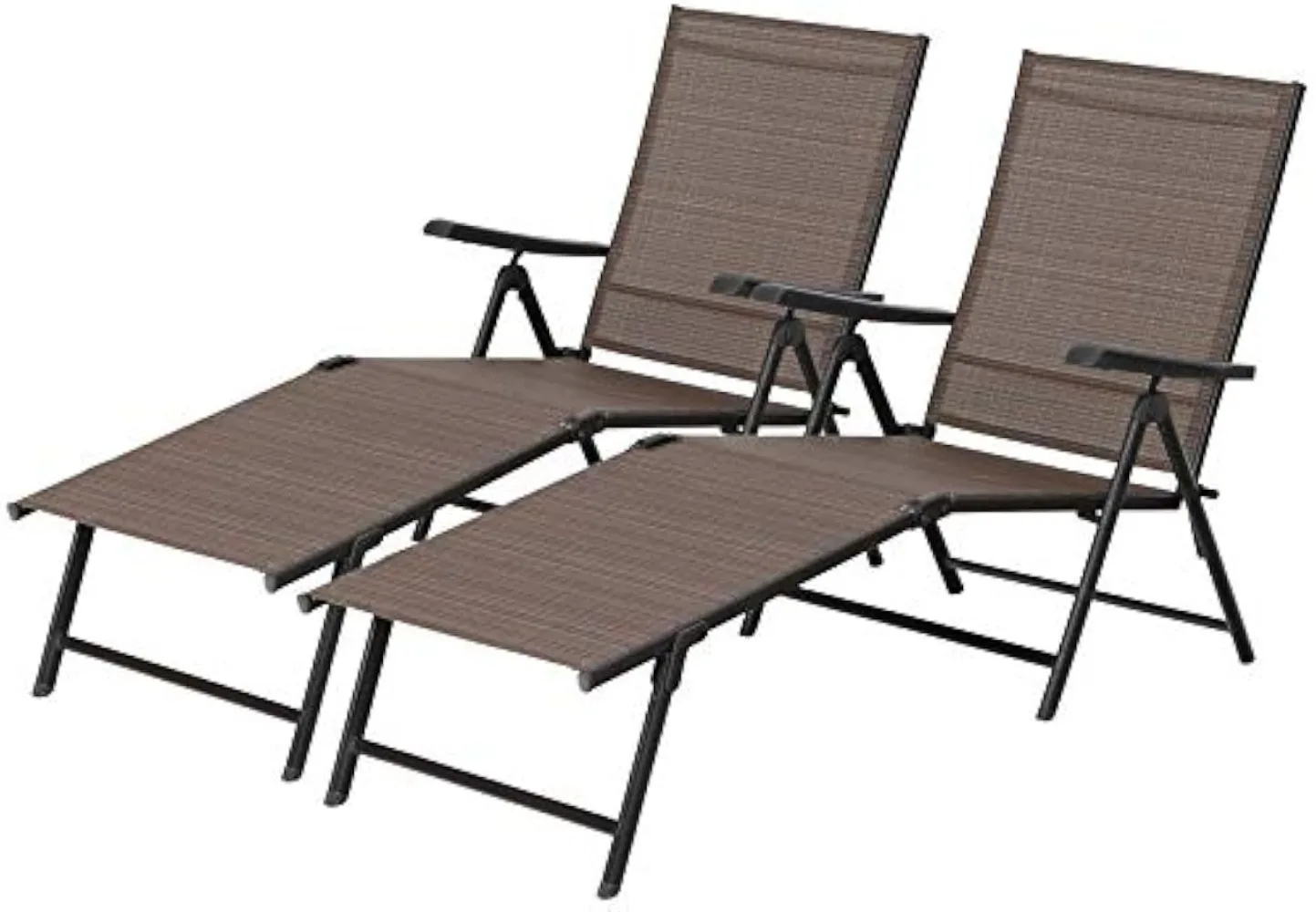 Outdoor Chaise Lounge Chairs Set of 2, Folding Lounge Chair Outdoor with 5-Position Adjustable Backrest, Brown
Outdoor Chaise Lounge Chairs Set of 2, Folding Lounge Chair Outdoor with 5-Position Adjustable Backrest, Brown