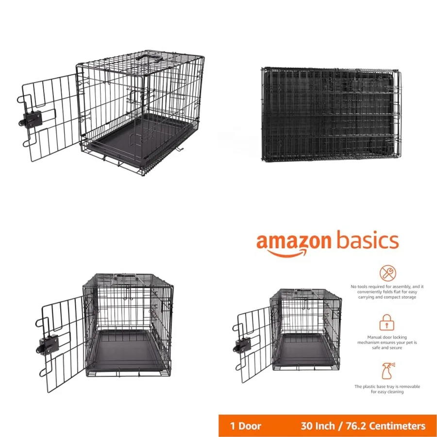 Portable, Foldable Metal Wire Dog Crate with Removable Tray,,Divider Panel, Quick Setup, 30 x 19 x 21 in, Black
Portable, Foldable Metal Wire Dog Crate with Removable Tray,,Divider Panel, Quick Setup, 30 x 19 x 21 in, Black