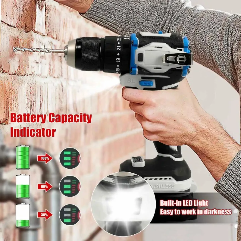 【Professional Grade】TX 31Pcs Cordless Electric Drill 70N·M Brushless Screwdriver 2 Speed rpm Multifunctional Tools Impact Drill
【Professional Grade】TX 31Pcs Cordless Electric Drill 70N·M Brushless Screwdriver 2 Speed rpm Multifunctional Tools Impact Drill