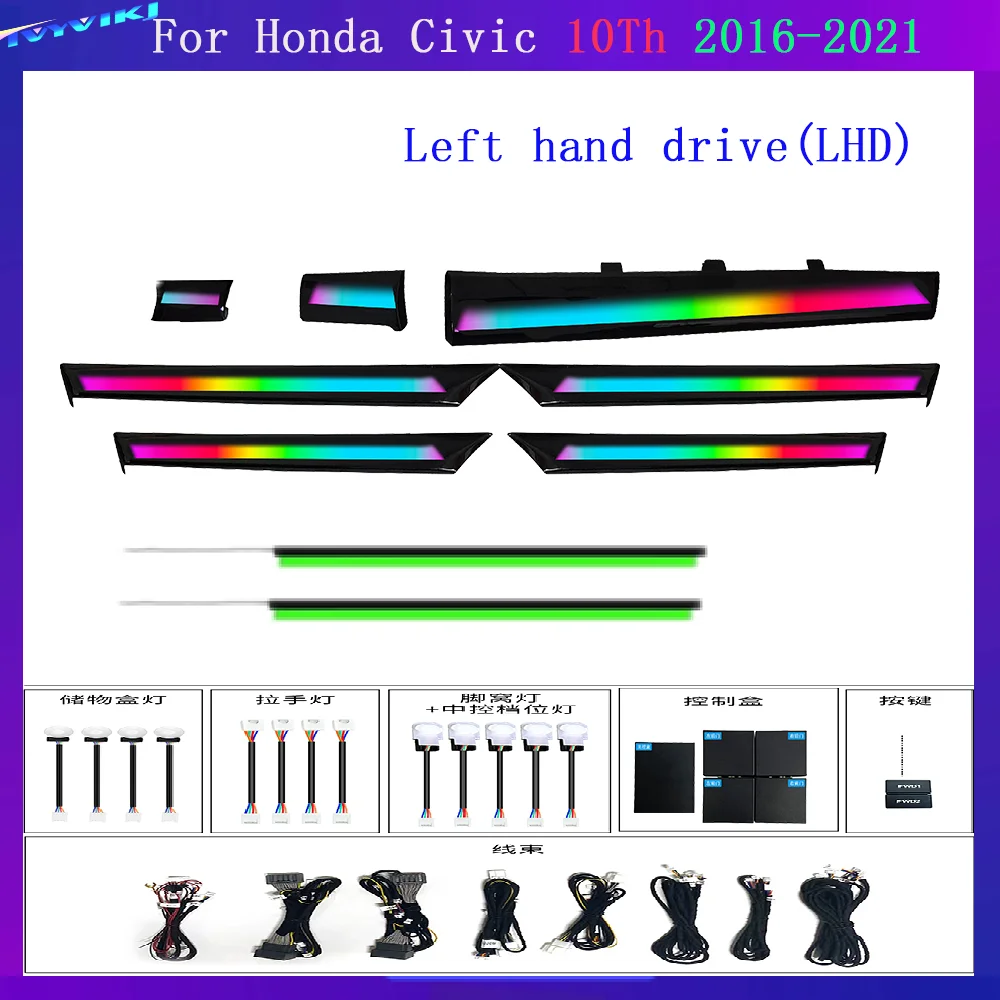 TVYVIKJ LED Car Inner Ambient Light For Honda Civic 10 Th 2016-2021 Dynamic Lighting Ambience Lamp Button +APP Control
TVYVIKJ LED Car Inner Ambient Light For Honda Civic 10 Th 2016-2021 Dynamic Lighting Ambience Lamp Button +APP Control