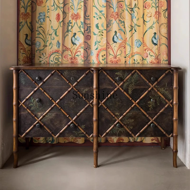 French solid wood painting/retro style bamboo joint chest/living room storage porch simple and modern FT
French solid wood painting/retro style bamboo joint chest/living room storage porch simple and modern FT