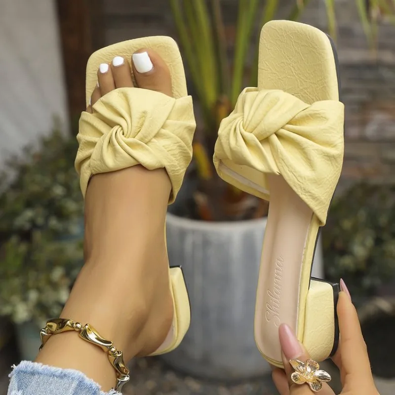 Women Bow Knot Pleated Block Heel Slide Sandals Summer Open Toe Casual Slip on Mules Shoes High Heels Slippers
Women Bow Knot Pleated Block Heel Slide Sandals Summer Open Toe Casual Slip on Mules Shoes High Heels Slippers