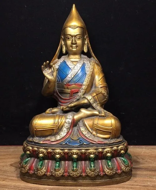 8.6" Old Tibet Bronze Gilt Painting Je Tsongkhapa Lama Guru Master Buddha Statue
8.6" Old Tibet Bronze Gilt Painting Je Tsongkhapa Lama Guru Master Buddha Statue