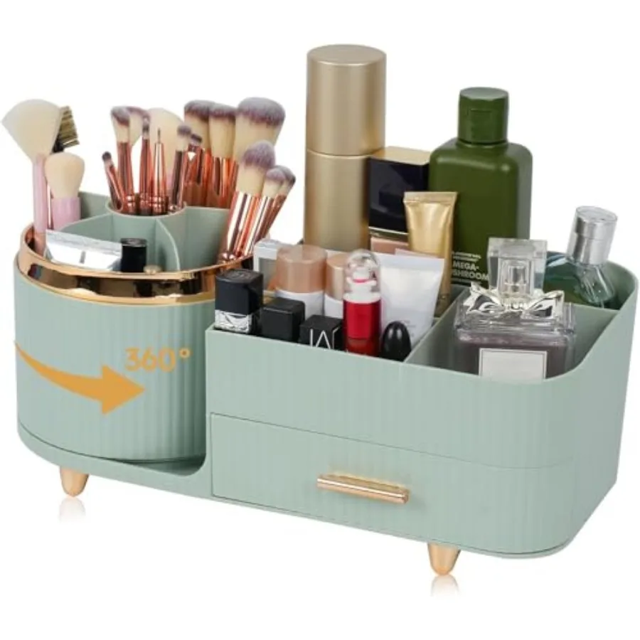 Makeup Organizer Countertop with Drawer 360 Rotating Brush Holder Storage Large Capacity Skincare Cosmetic Display Cases for Va
Makeup Organizer Countertop with Drawer 360 Rotating Brush Holder Storage Large Capacity Skincare Cosmetic Display Cases for Va