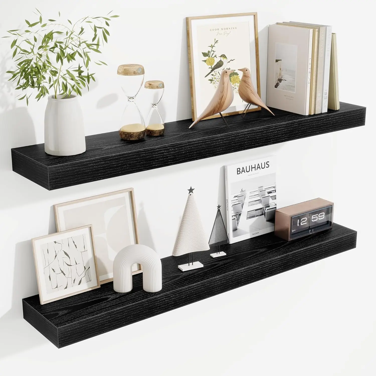 Floating Shelves for Room Wall, 36 Inch Long Shelf Set of 2, Hanging Wood Shelves for Storage & Display, Black
Floating Shelves for Room Wall, 36 Inch Long Shelf Set of 2, Hanging Wood Shelves for Storage & Display, Black
