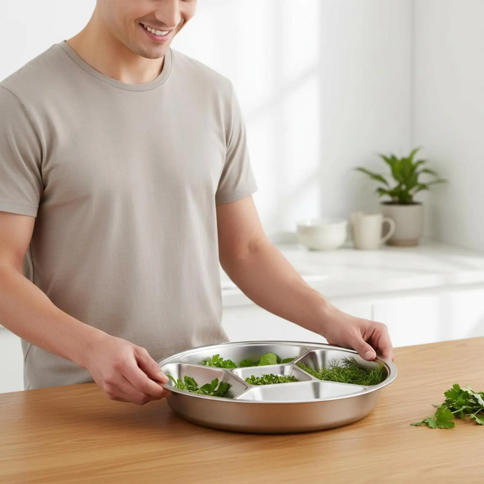 5 Compartment Tray Long-Lasting Divided Condiment Dish Compartment Plate Reusable Dipping Dish Stackable for Serving