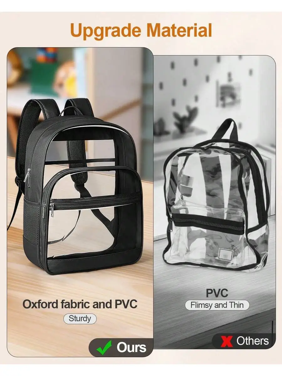 Clear Backpack With Adjustable Shoulder Strap, Oxford Fabric And PVC, Sturdy Transparent Bag For College
Clear Backpack With Adjustable Shoulder Strap, Oxford Fabric And PVC, Sturdy Transparent Bag For College