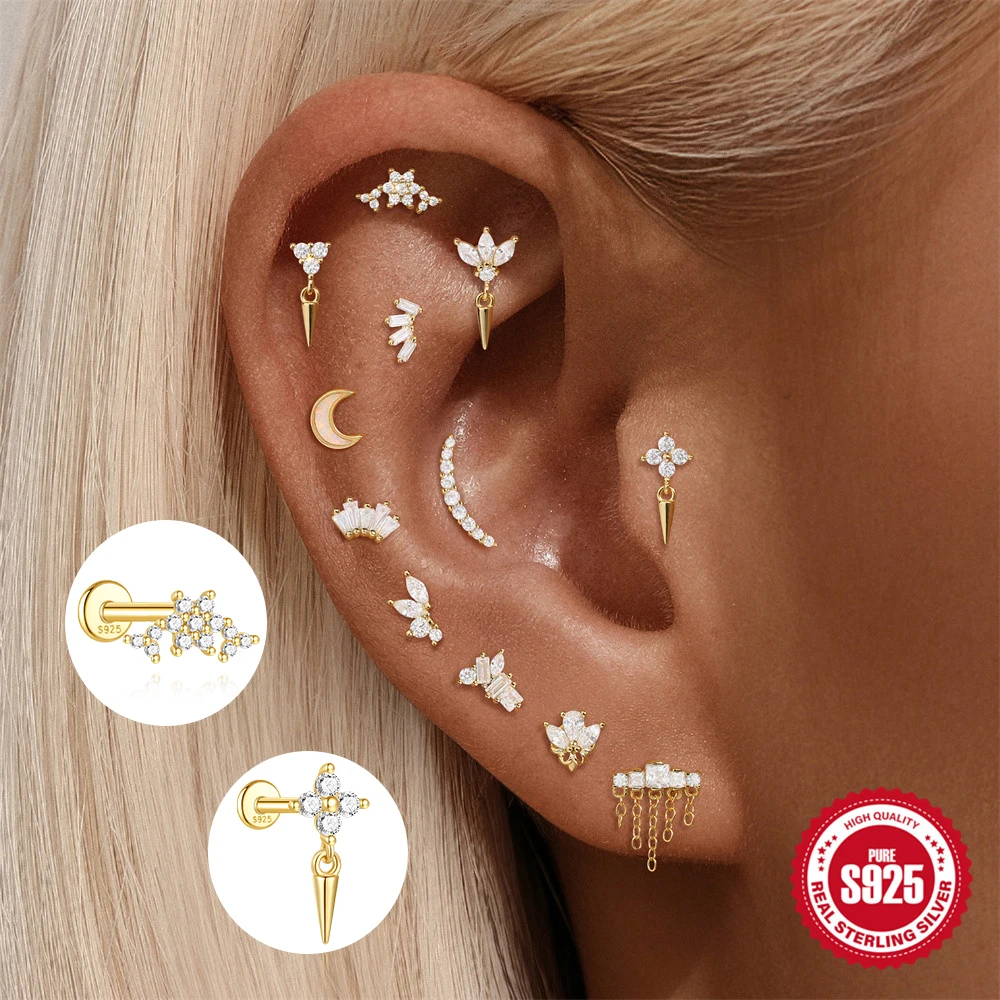 ROXI 925 Sterling Silver Geometric Zircon Earrings For Women 18K Gold plata 925 1picece Piercing Earrings Party Wedding Jewelry
ROXI 925 Sterling Silver Geometric Zircon Earrings For Women 18K Gold plata 925 1picece Piercing Earrings Party Wedding Jewelry
