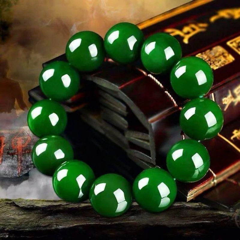 Xinjiang Hotan Spinach Green Round Men and Women, Fortune Bead Jade Bracelet for Couples
Xinjiang Hotan Spinach Green Round Men and Women, Fortune Bead Jade Bracelet for Couples