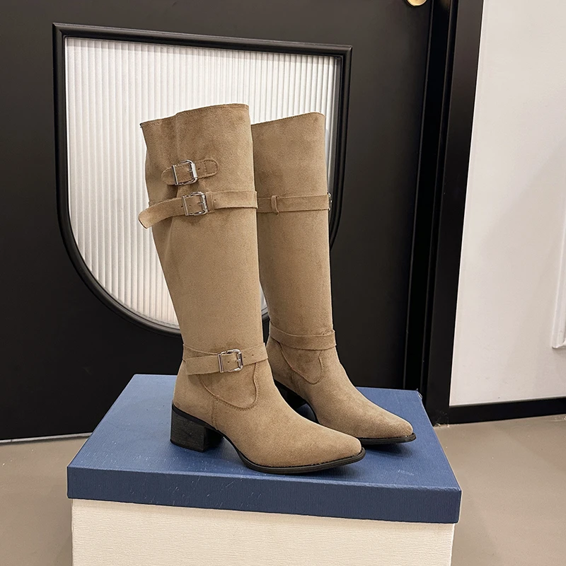 Женские высокие сапоги, длинные эластичные массивные сапоги 
Женские высокие сапоги, длинные эластичные массивные сапоги
