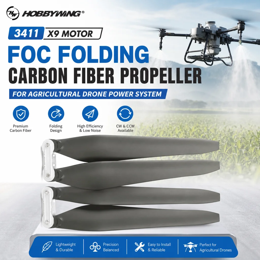 Original Hobbywing 3411 X9 Motor FOC Folding Carbon Fiber Plastic CW CCW Propeller for the Power System Agricultural Drone
Original Hobbywing 3411 X9 Motor FOC Folding Carbon Fiber Plastic CW CCW Propeller for the Power System Agricultural Drone