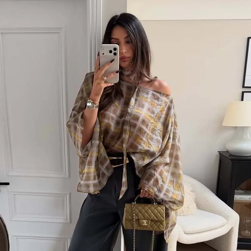 YENKYE, круглый вырез, шарф, широкие рукава, накидка, стильная клетчатая свободная блузка, женская новинка 2023 года, осенние топы на каждый день
YENKYE, круглый вырез, шарф, широкие рукава, накидка, стильная клетчатая свободная блузка, женская новинка 2023 года, осенние топы на каждый день